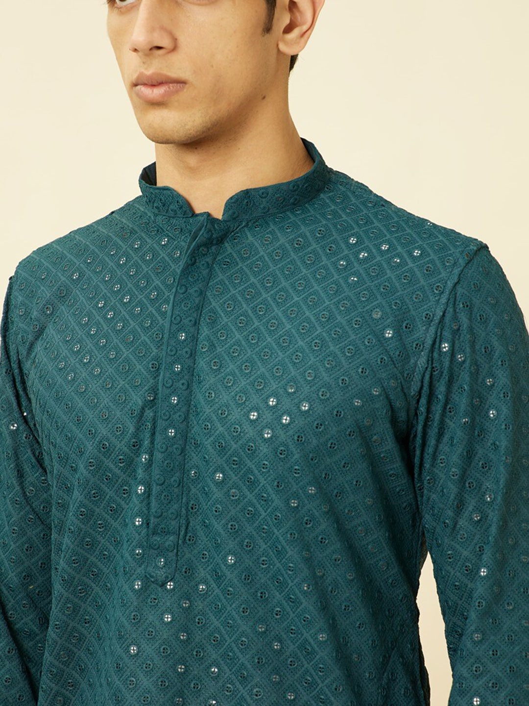 Manyavar Ethnic Motifs Embroidered Sequinned Kurta with Pyjamas - Distacart