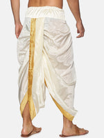 Thumbnail for Sethukrishna Men Cream & Golden Solid Dhoti - Distacart