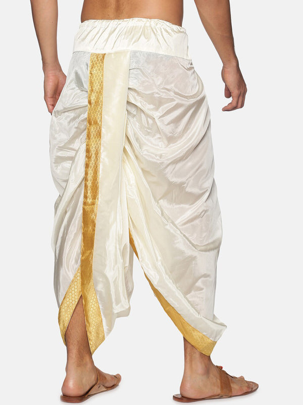 Sethukrishna Men Cream & Golden Solid Dhoti - Distacart