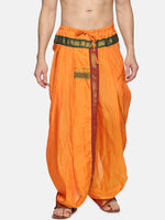 Thumbnail for Sethukrishna Men Orange & Green Solid Readymade Dhoti Pant - Distacart