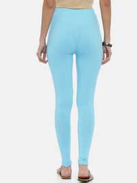 Thumbnail for Souchii Light-Blue Solid Ankle-Length Leggings - Distacart