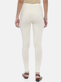 Thumbnail for Souchii Off-White Solid Slim-Fit Churidar-Length Leggings - Distacart