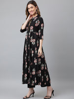 Thumbnail for Khushal K Women Black Floral Printed Gotta Patti Kurta with Trousers & With Dupatta - Distacart