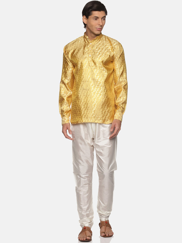 Sethukrishna Men Gold-Toned Kurta with Pyjamas - Distacart