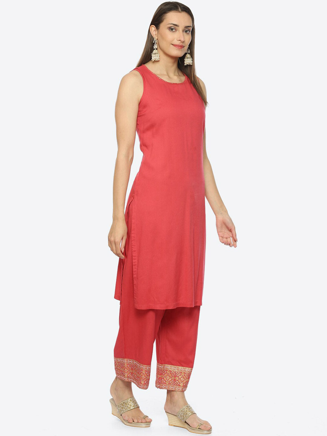 Biba Women Kurta With Palazzos With Jacket - Distacart