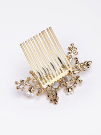 Thumbnail for Panash Women Gold-Toned & White Embellished Comb Pin - Distacart