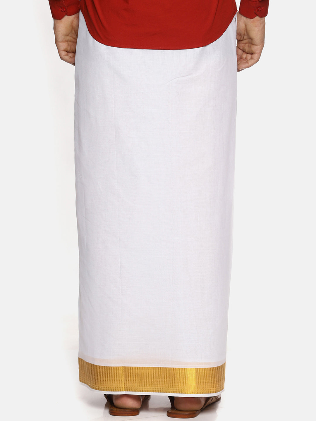 Sethukrishna Men White Solid Double Layer Readymade Dhoti - Distacart