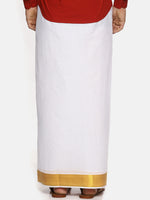 Thumbnail for Sethukrishna Men White Solid Double Layer Readymade Dhoti - Distacart