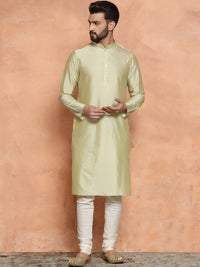 Thumbnail for KISAH Ethnic Motifs Woven Design Mandarin Collar Sherwani Set - Distacart