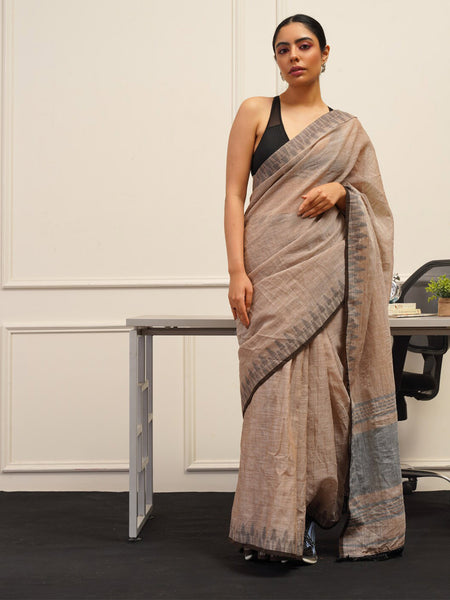 Tikhi Imli Brown Printed Woven Design Saree - Distacart