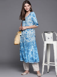 Thumbnail for Biba Women Blue Dyed Kurta with Mask - Distacart