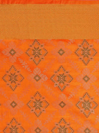 Thumbnail for Saree Mall Yellow Silk Blend Patola Print Kanjeevaram Saree with Unstitched Blouse - Distacart