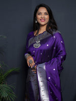 Thumbnail for Kalini Geometric Woven Design Zari Silk Blend Paithani Saree - Distacart