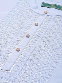 Thumbnail for House of Pataudi Jashn Pure Cotton Yoke Design Sequinned Kurta - Distacart