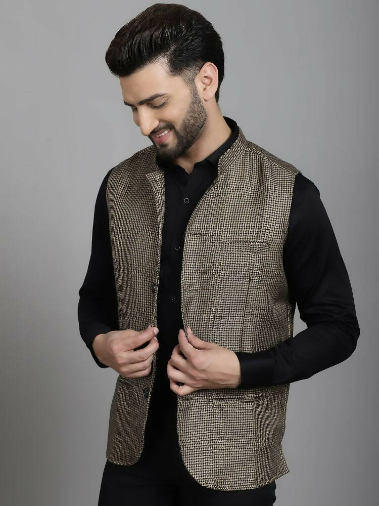Even Apparels Nehru Jacket With Welt Pockets - Beige - Distacart