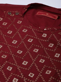 Thumbnail for House of Pataudi Ethnic Motifs Embroidered Pure Cotton Sequinned Jashn Kurta - Distacart