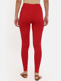 Thumbnail for Souchii Red Solid Slim-Fit Ankle-Length Leggings - Distacart