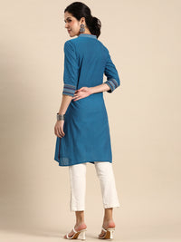Thumbnail for Sangria Women V-Neck Thread Work Kurta - Distacart