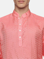 Thumbnail for Sethukrishna Mens Red Striped Kurta with Dhoti Pants - Distacart