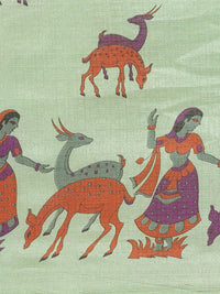 Thumbnail for Saree Mall Green & Purple Ethnic Motifs Print Bhagalpuri Saree - Distacart