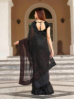 Thumbnail for Tikhi Imli Sequinned Satin Heavy Work Saree - Distacart