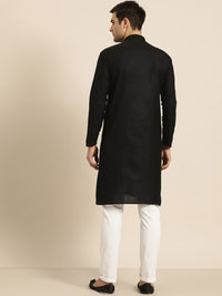 Thumbnail for Sojanya Men Black Solid Straight Kurta - Distacart