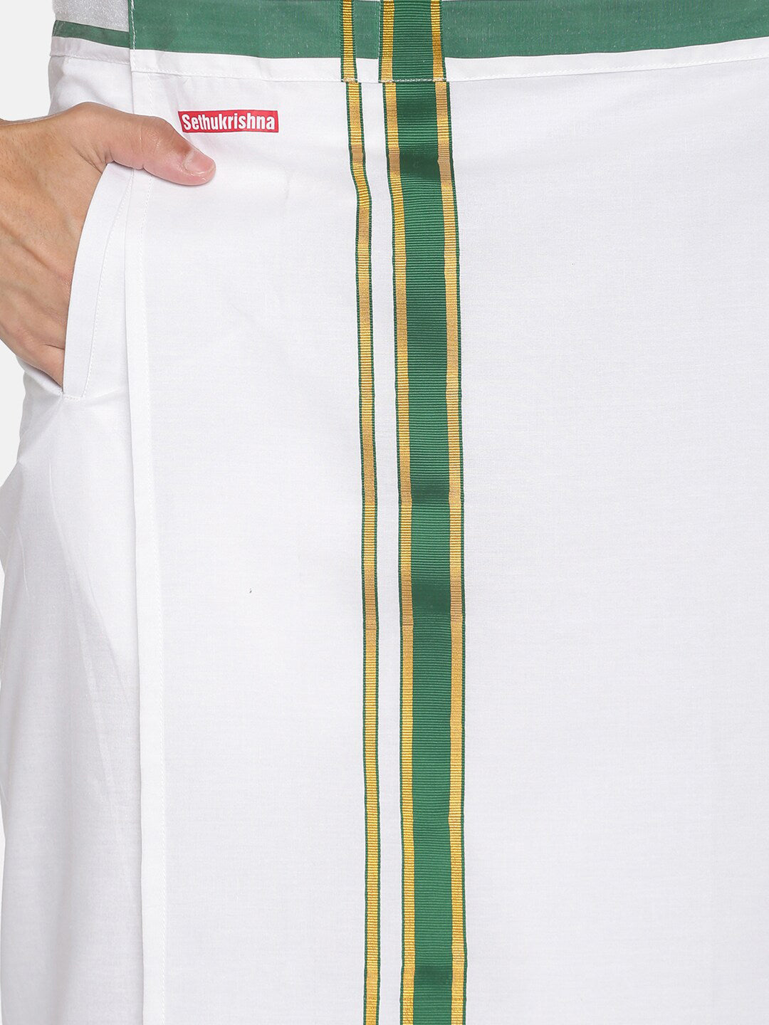 Sethukrishna White Solid Cotton Readymade Dhoti For Men - Distacart