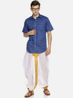 Thumbnail for Sethukrishna Men Pack Of 2 White Solid Cotton Readymade Dhoti Pants - Distacart