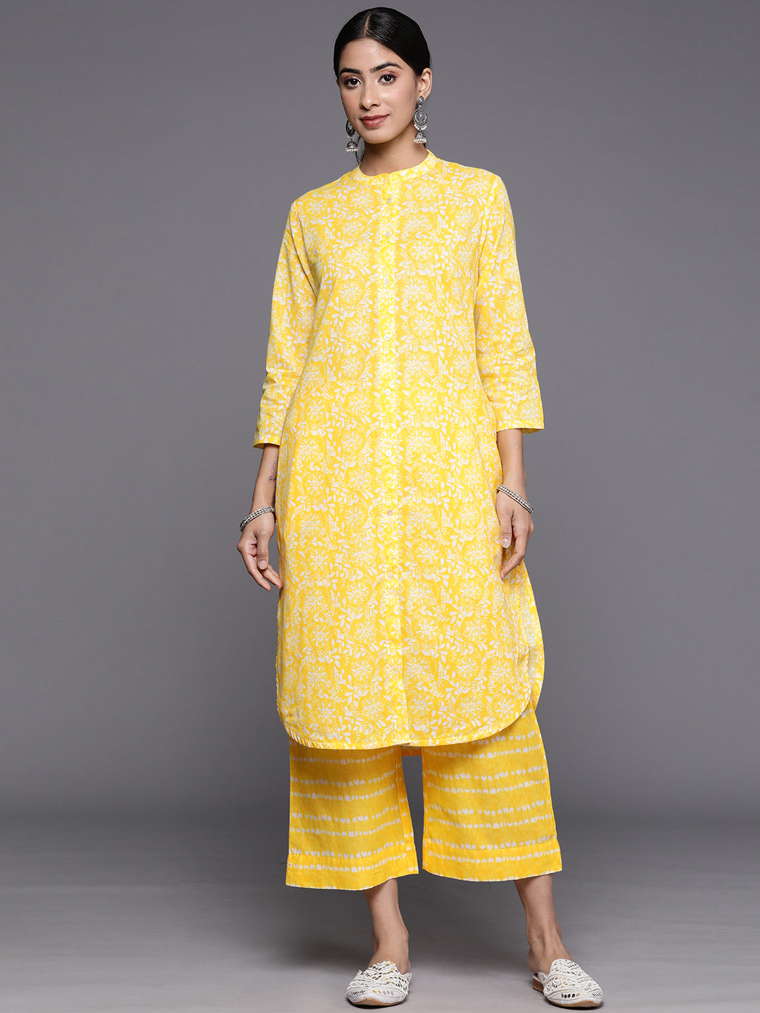 Biba Pure Cotton Printed Straight Kurta With Palazzos - Distacart