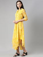 Thumbnail for Souchii Yellow Floral Chiffon Midi Dress - Distacart
