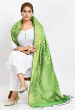 Thumbnail for Mominos Fashion Moeza Women's Banarsi Silk All Over Woven Design Parrot Green Dupatta - Distacart
