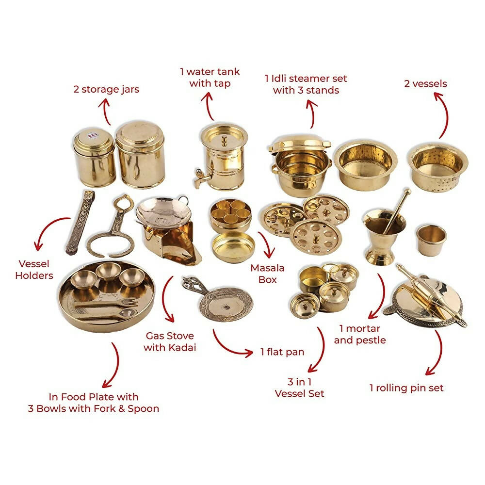 Desi Toys Premium Brass Pretend Play Kitchen Set - Distacart