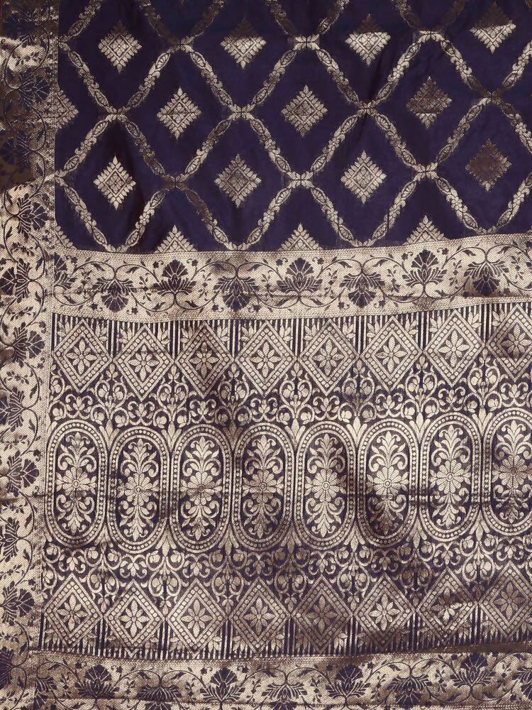 Kalamandir Checked Violet Silk Blend Saree