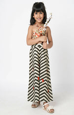 Thumbnail for Lil Drama Chromatic Fusion Girls Black & White Stripe Hand Embroidery Jumper - Distacart