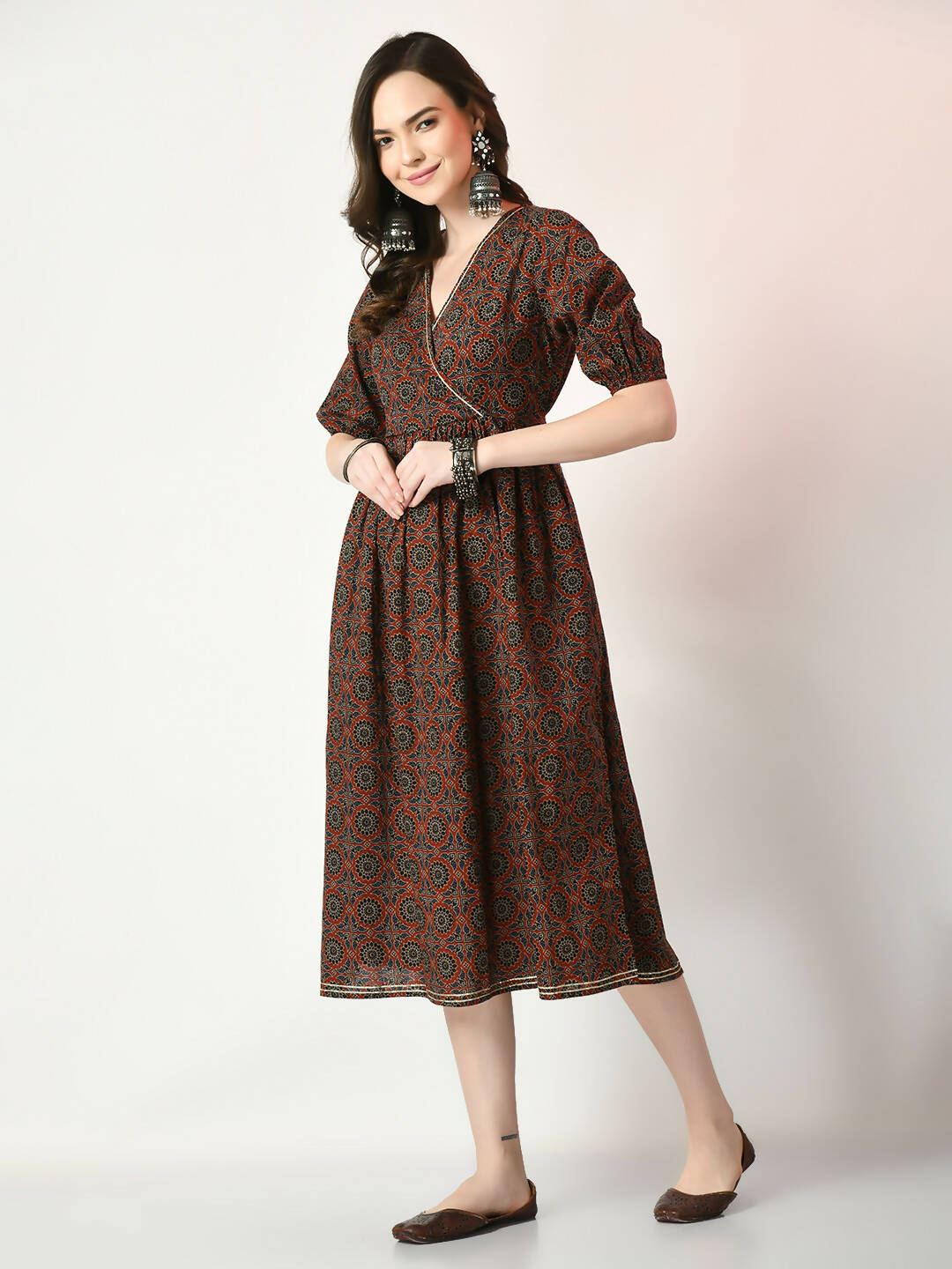 Myshka Women's Multi Empire Printed Dress - Distacart