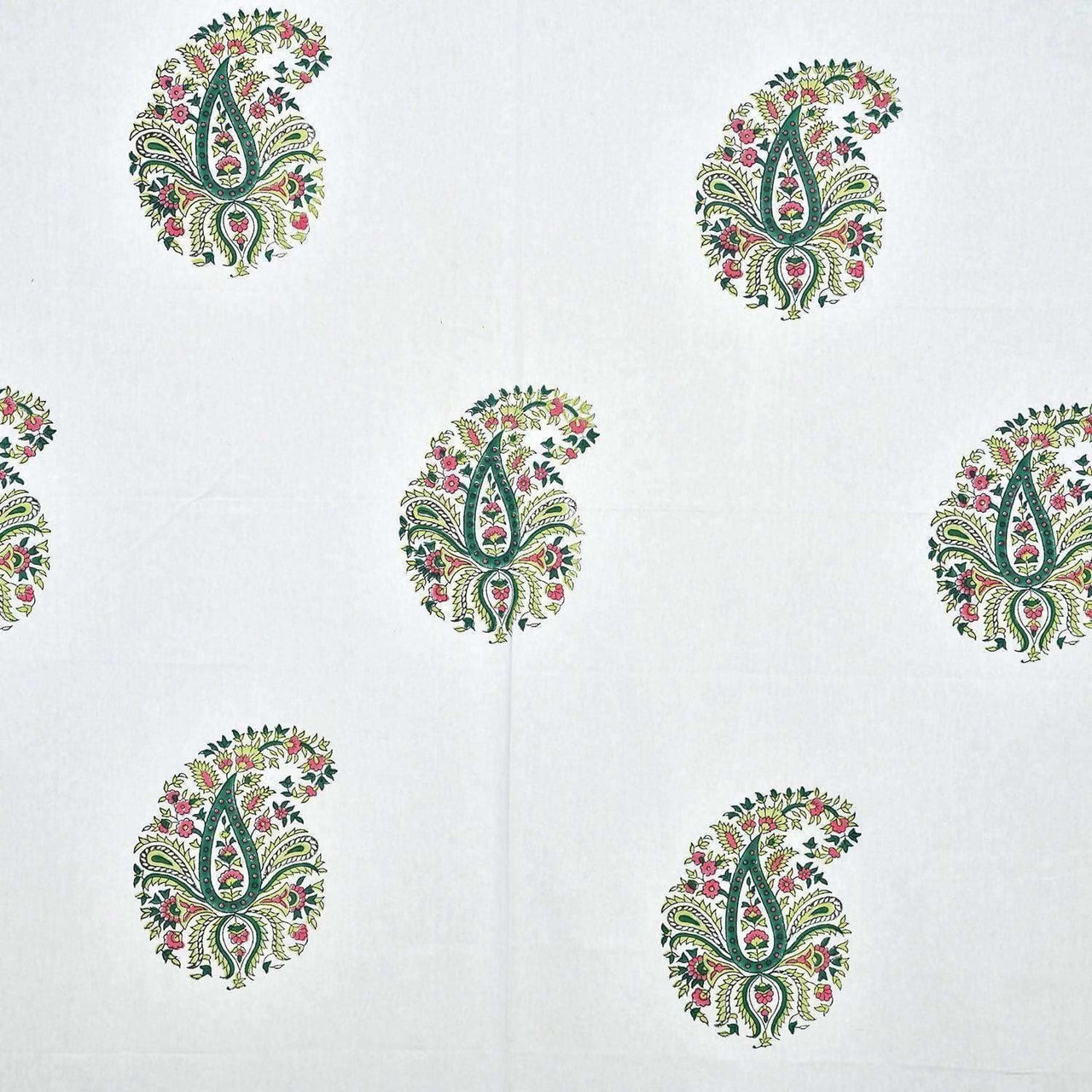 Paisley Hand Block Printed Double 90x108 Inches Bedspread with 2 Pillow Covers - Distacart
