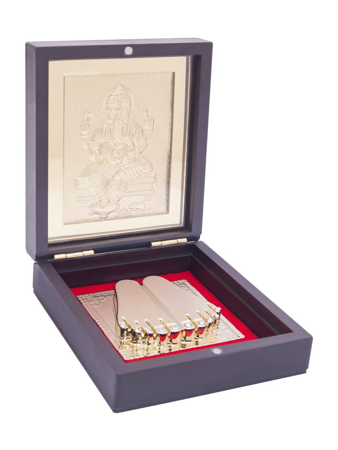 Golden Peacock 24-Ct Gold-Toned Gold Foil Ganesh Pooja Box - Distacart