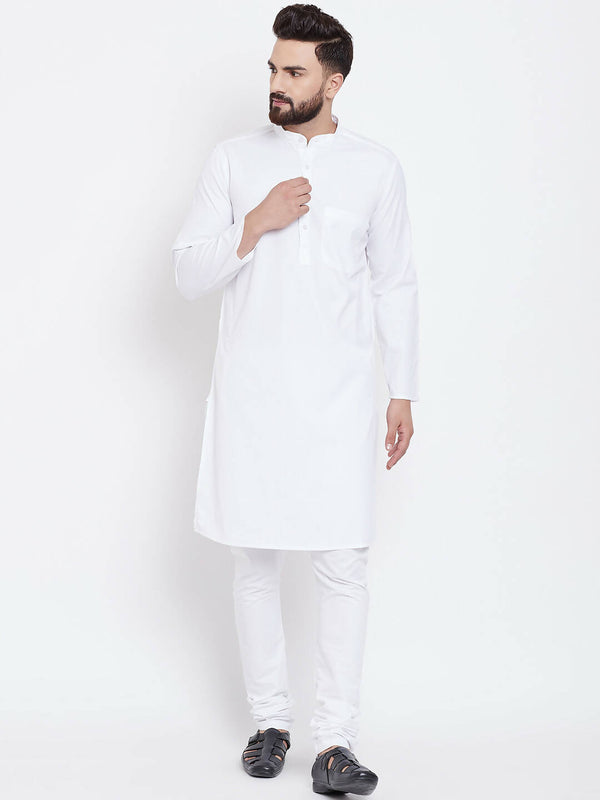 Even Apparels White Pure Cotton Men's Kurta With Band Collar - Distacart