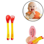 Thumbnail for Safe-O-Kid Heat Sensitive 4 Spoons 4 Forks Set, Bpa Free, Silicone Tip, Red And Yellow - Distacart