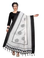 Thumbnail for Vamika Black & White Printed Khadi Bhagalpuri Dupatta