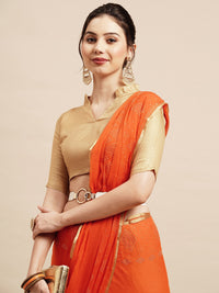Thumbnail for Saree Mall Orange & Gold-Toned Floral Sarees - Distacart