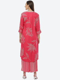 Thumbnail for Biba Women Pink Floral Printed Kurta with Palazzos - Distacart
