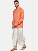 Thumbnail for Sethukrishna Men Orange Empire Kurta with Dhoti Pants - Distacart