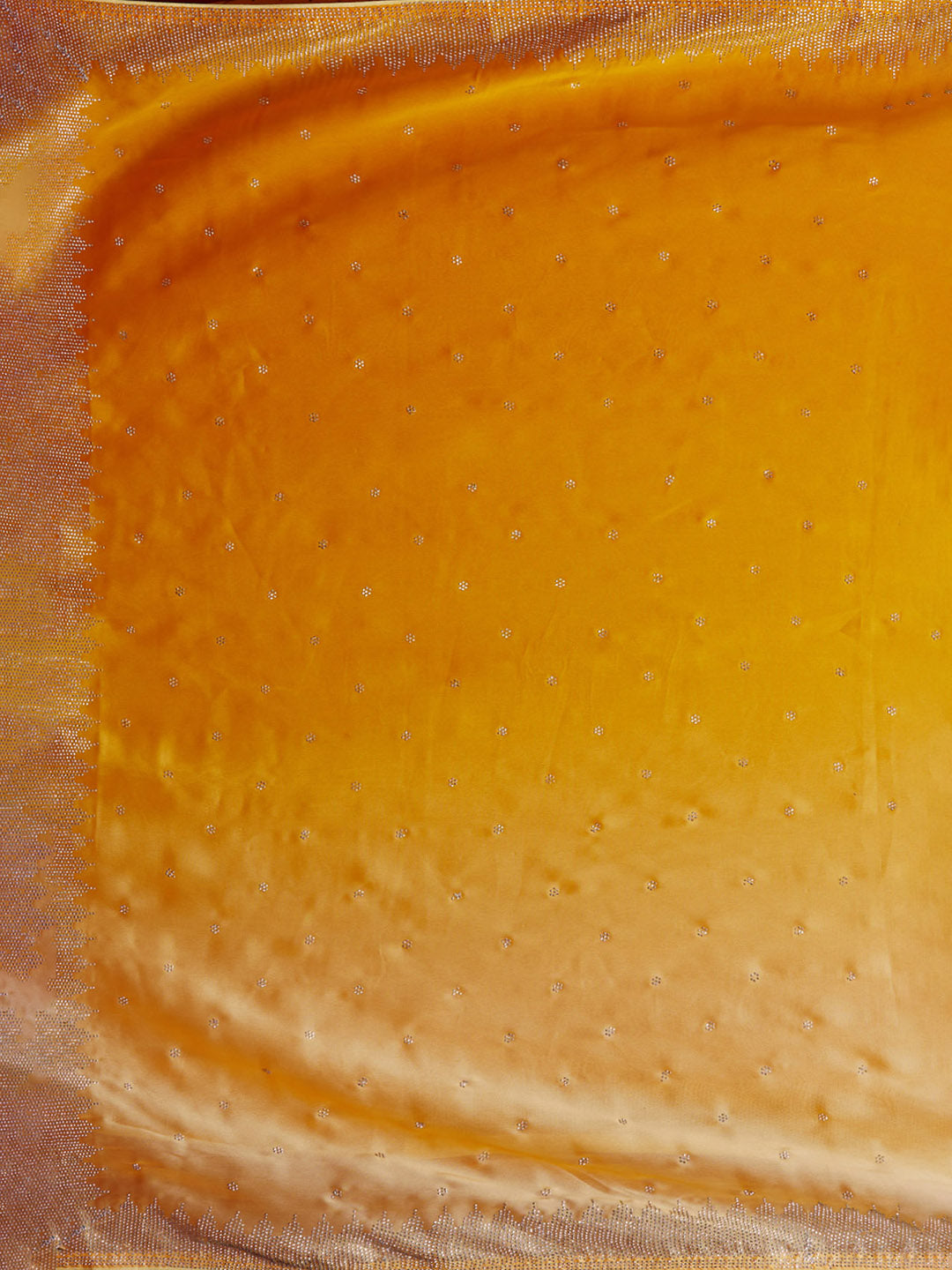 Koskii Yellow & Gold-Toned Embellished Beads and Stones Saree - Distacart