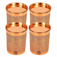 Thumbnail for Copper Glass Tumbler with Lid Embossed Design - Distacart