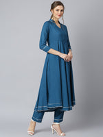 Thumbnail for Khushal K Women Blue Regular Gotta Patti Kurta with Trousers & With Dupatta - Distacart