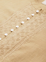 Thumbnail for House of Pataudi Men Pure Cotton Solid Chikankari Jashn Short Kurta - Distacart