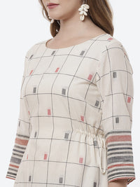 Thumbnail for Biba Women Off White & Black Geometric Printed Cotton Kurta - Distacart