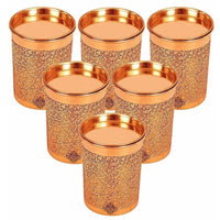 Thumbnail for Copper Glass Tumbler with Lid Embossed Design - Distacart