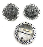Thumbnail for Silver-Plated Alloy Antique Silver Round Earrings With Ring - The Pari - Distacart